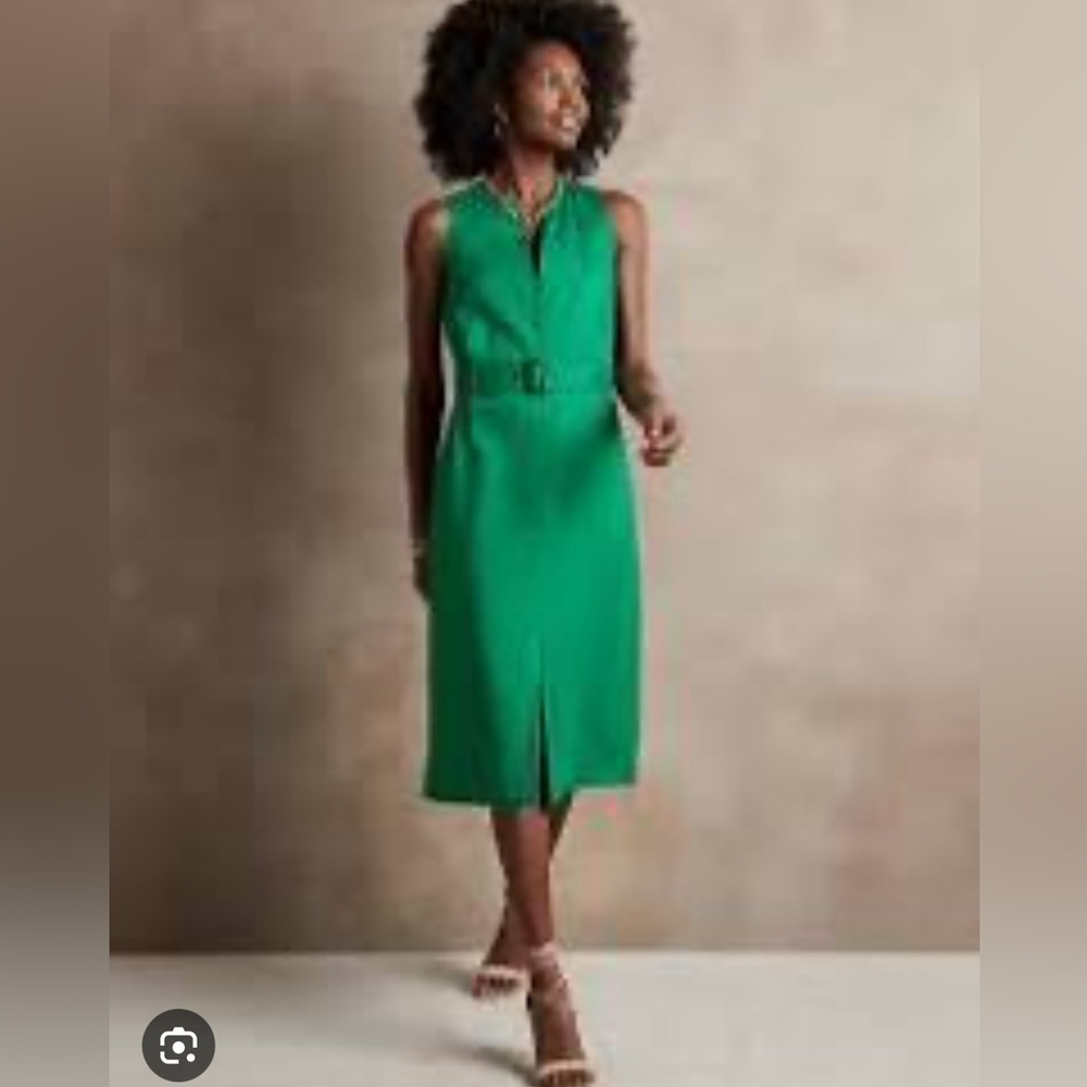 Banana Republic Green Sleeveless Midi Dress